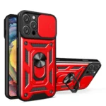 Uray store Apple iPhone 16 Pro Kılıf Pars Lens Yüzüklü Silikon - Kırmızı