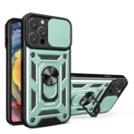 Uray store Apple iPhone 16 Pro Kılıf Pars Lens Yüzüklü Silikon - Yeşil