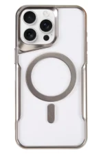 Uray store Apple iPhone 16 Pro Max Kılıf Boyi Magsafe Silikon Kapak - Gümüş