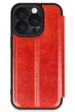 Uray store Apple iPhone 16 Pro Max Kılıf Flip Cover - Kırmızı