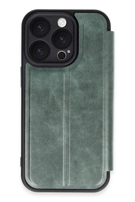 Uray store Apple iPhone 16 Pro Max Kılıf Flip Cover - Koyu Yeşil