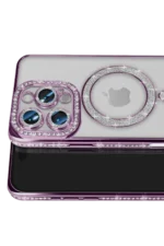 Uray store Apple iPhone 16 Pro Max Kılıf Joke Simli Magneticsafe Kılıf - Derin Mor - Görsel 2