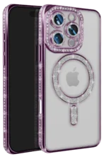 Uray store Apple iPhone 16 Pro Max Kılıf Joke Simli Magneticsafe Kılıf - Derin Mor