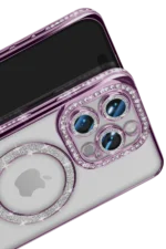Uray store Apple iPhone 16 Pro Max Kılıf Joke Simli Magneticsafe Kılıf - Derin Mor - Görsel 3