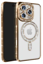 Uray store Apple iPhone 16 Pro Max Kılıf Joke Simli Magneticsafe Kılıf - Gold