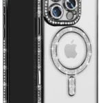 Uray store Apple iPhone 16 Pro Max Kılıf Joke Simli Magneticsafe Kılıf - Siyah