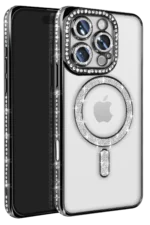 Uray store Apple iPhone 16 Pro Max Kılıf Joke Simli Magneticsafe Kılıf - Siyah