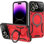 Uray store Apple iPhone 16 Pro Max Kılıf Joy Lens Standlı Kapak - Kırmızı