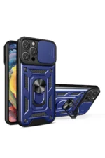 Uray store Apple iPhone 16 Pro Max Kılıf Pars Lens Yüzüklü Silikon - Lacivert