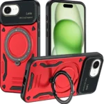 Uray store Apple iPhone 16E Kılıf Joy Lens Standlı Kapak - Kırmızı