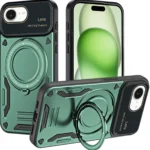 Uray store Apple iPhone 16E Kılıf Joy Lens Standlı Kapak - Koyu Yeşil