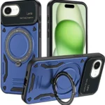 Uray store Apple iPhone 16E Kılıf Joy Lens Standlı Kapak - Lacivert