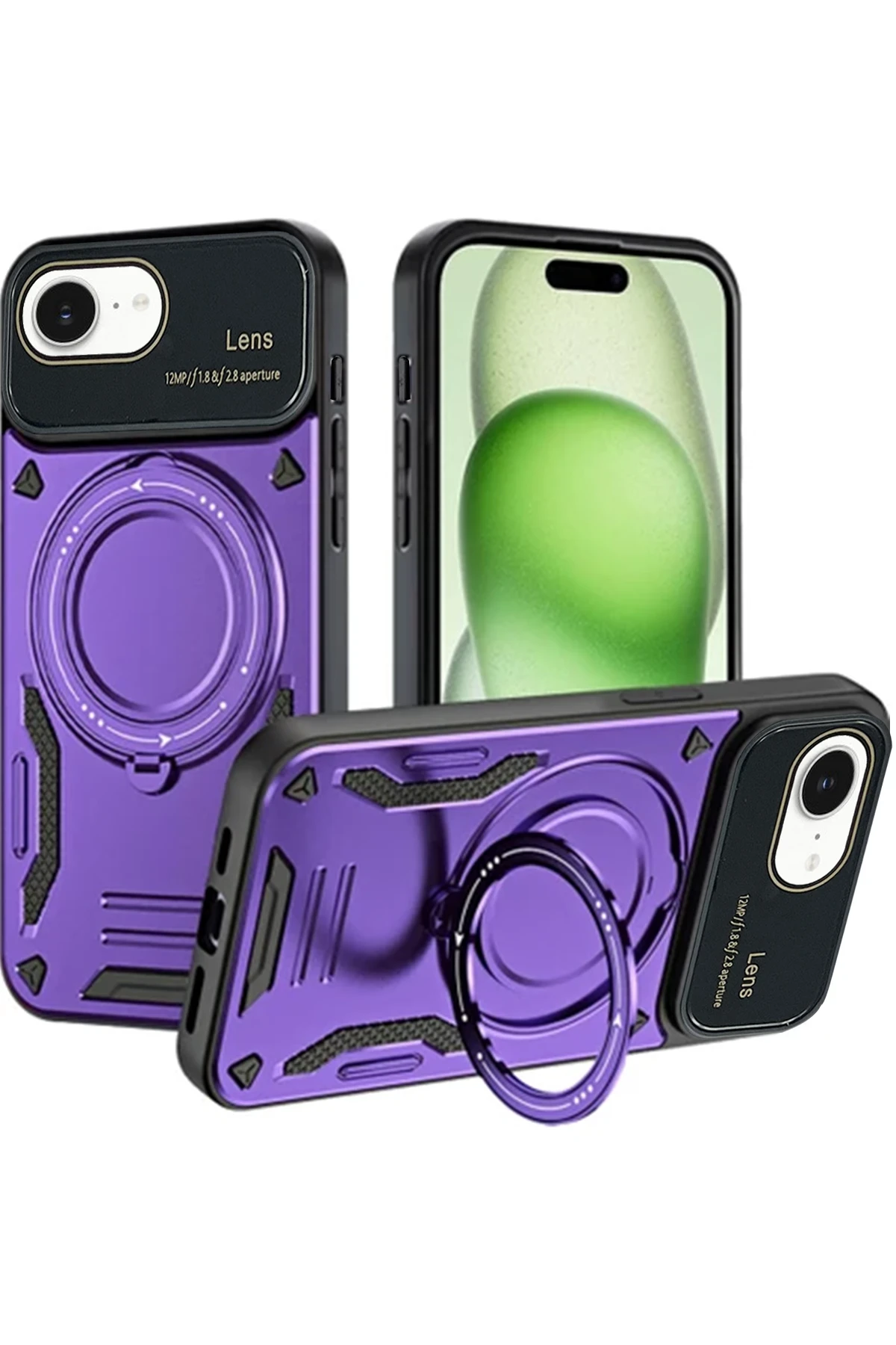 newface-iphone-16e-kilif-joy-lens-standli-kapak-mor-default Uray store Apple iPhone 16E Kılıf Joy Lens Standlı Kapak - Mor - Görsel 1