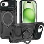Uray store Apple iPhone 16E Kılıf Joy Lens Standlı Kapak - Siyah