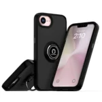 Uray store Apple iPhone 16E Kılıf Montreal Yüzüklü Silikon Kapak - Siyah