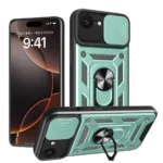 Uray store Apple iPhone 16E Kılıf Pars Lens Yüzüklü Silikon - Yeşil