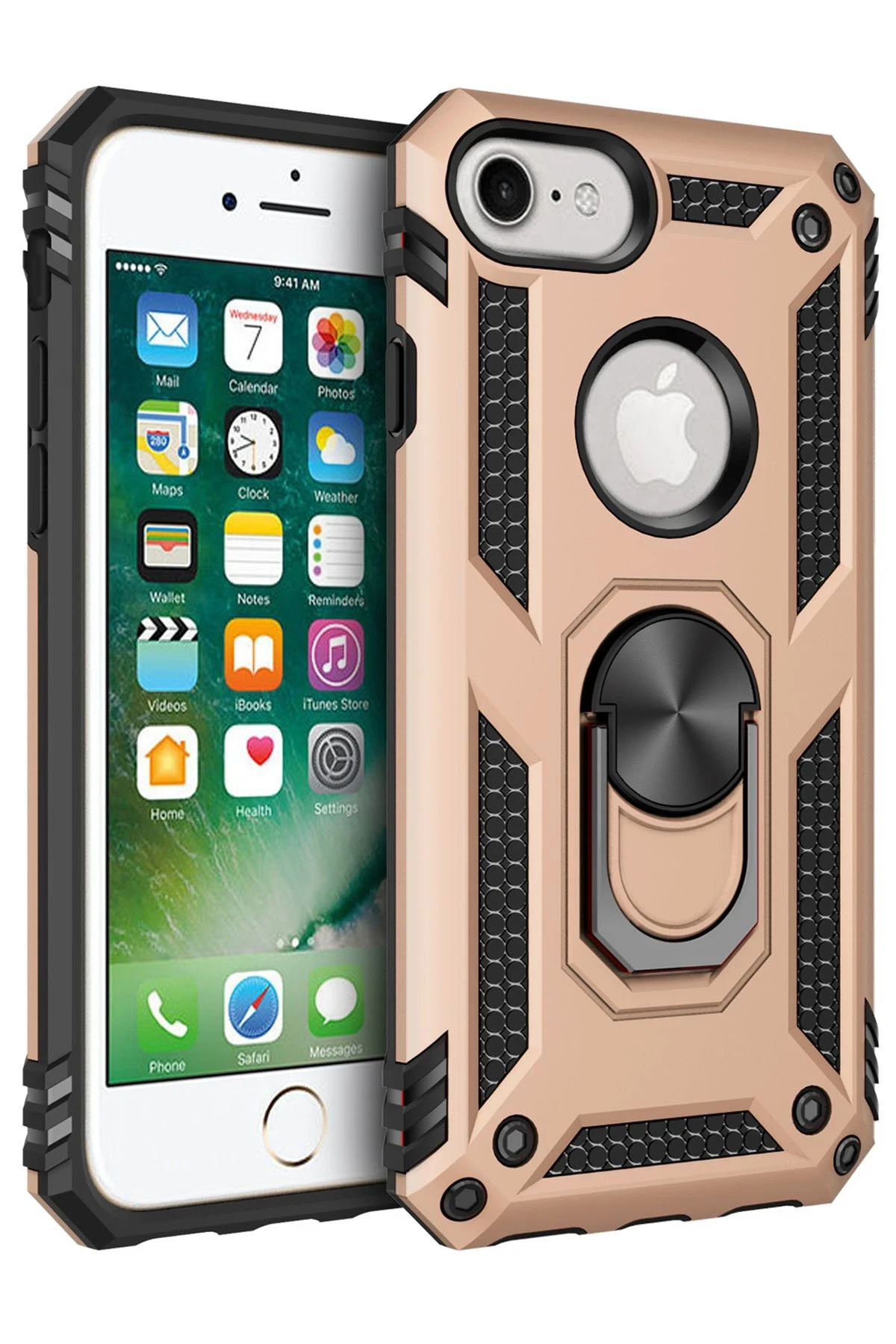 newface-iphone-7-kilif-sofya-yuzuklu-silikon-kapak-gold-default Uray store Apple iPhone 7 Kılıf Sofya Yüzüklü Silikon Kapak - Gold - Görsel 1