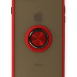 Uray store Apple iPhone 7 Plus Kılıf Montreal Yüzüklü Silikon Kapak - Kırmızı