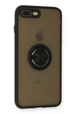 Uray store Apple iPhone 7 Plus Kılıf Montreal Yüzüklü Silikon Kapak - Siyah - Görsel 2