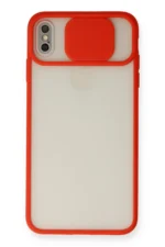 Uray store Apple iPhone X Kılıf Palm Buzlu Kamera Sürgülü Silikon - Kırmızı