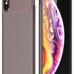 Uray store Apple iPhone XS Max Kılıf Auto Focus Karbon Kapak - Kahverengi