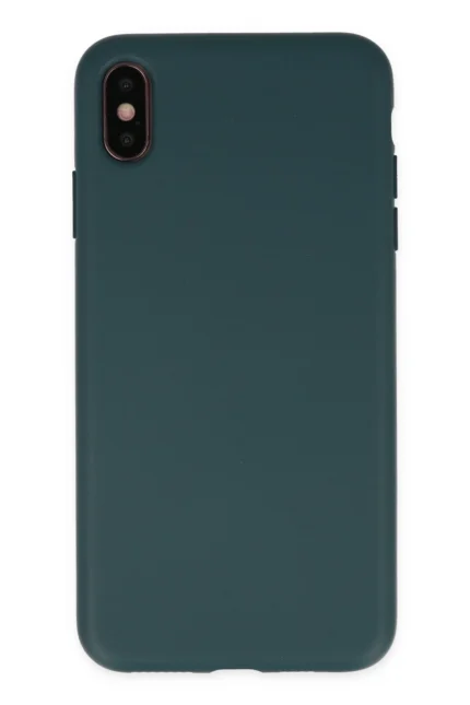 Uray store Apple iPhone XS Max Kılıf Nano içi Kadife Silikon - Koyu Yeşil