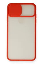 Uray store Apple iPhone XS Max Kılıf Palm Buzlu Kamera Sürgülü Silikon - Kırmızı - Görsel 2