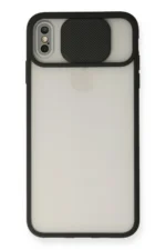 Uray store Apple iPhone XS Max Kılıf Palm Buzlu Kamera Sürgülü Silikon - Siyah