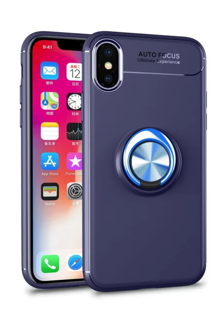 Uray store Apple iPhone XS Max Kılıf Range Yüzüklü Silikon - Mavi