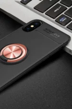 Uray store Apple iPhone XS Max Kılıf Range Yüzüklü Silikon - Siyah-Gold - Görsel 2