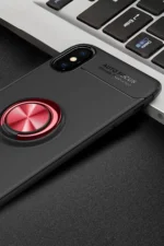Uray store Apple iPhone XS Max Kılıf Range Yüzüklü Silikon - Siyah-Kırmızı - Görsel 2