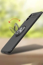 Uray store Apple iPhone XS Max Kılıf Range Yüzüklü Silikon - Siyah-Kırmızı - Görsel 3