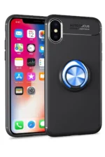 Uray store Apple iPhone XS Max Kılıf Range Yüzüklü Silikon - Siyah-Mavi