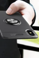 Uray store Apple iPhone XS Max Kılıf Range Yüzüklü Silikon - Siyah-Mavi - Görsel 3