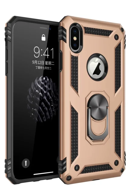 Uray store Apple iPhone XS Max Kılıf Sofya Yüzüklü Silikon Kapak - Gold