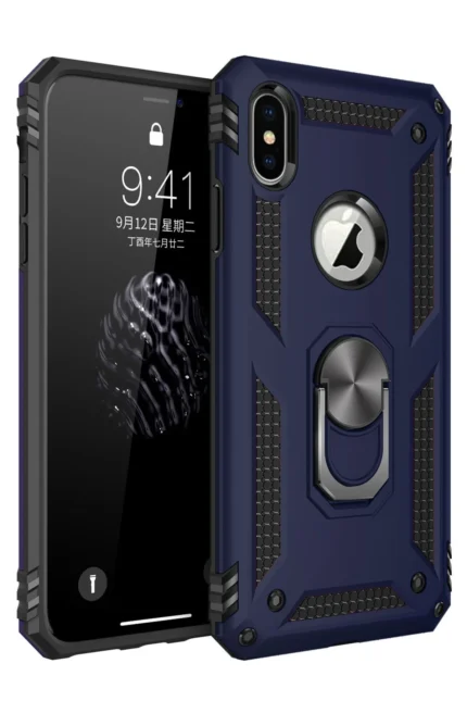 Uray store Apple iPhone XS Max Kılıf Sofya Yüzüklü Silikon Kapak - Lacivert