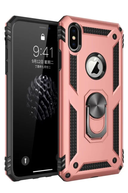 Uray store Apple iPhone XS Max Kılıf Sofya Yüzüklü Silikon Kapak - Rose