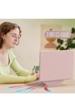 Uray store Apple Macbook Air 15 2024 Macbook Deri Kapak - Pembe - Görsel 4