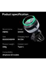 Uray store Memo GW03 Magsafe Araç Tutucu - Görsel 5