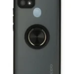 Uray store Oppo A15 Kılıf Montreal Yüzüklü Silikon Kapak - Siyah
