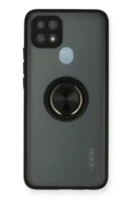 Uray store Oppo A15 Kılıf Montreal Yüzüklü Silikon Kapak - Siyah