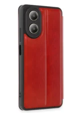 Uray store Oppo A38 Kılıf Flip Cover - Kırmızı - Görsel 2