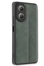Uray store Oppo A38 Kılıf Flip Cover - Koyu Yeşil - Görsel 2