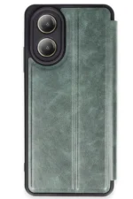Uray store Oppo A38 Kılıf Flip Cover - Koyu Yeşil