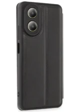 Uray store Oppo A38 Kılıf Flip Cover - Siyah - Görsel 2