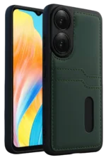 Uray store Oppo A38 Sara Kartvizitli Deri Kılıf - Yeşil