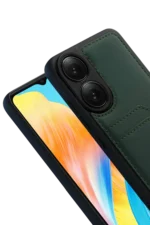 Uray store Oppo A38 Sara Kartvizitli Deri Kılıf - Yeşil - Görsel 3