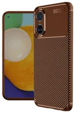 Uray store Oppo A60 Kılıf Auto Focus Karbon Kapak - Kahverengi