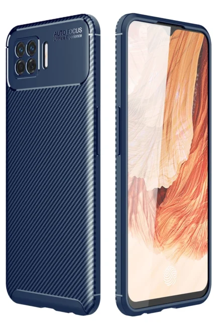 Uray store Oppo A73 Kılıf Auto Focus Karbon Kapak - Lacivert
