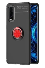 Uray store Oppo Find X2 Kılıf Range Yüzüklü Silikon - Siyah-Kırmızı